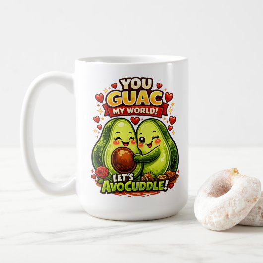 Mug Cute Avocado Valentine’s Love Design, kawaii Love (Avec donut)