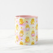 Mug Cute Baby Chick Watercolor Easter Pink Pattern (Centre)
