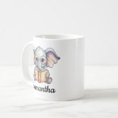 Mug Cute Baby Elephant Reading a Book Custom (Devant gauche)
