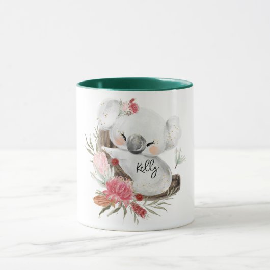 Mug Cute Baby Koala Gold Speckle Nom personnalisé (Centre)