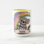 Mug Cute Baby Koala Rainbow Nom personnalisé<br><div class="desc">Ce design enchanteur présente un adorable koala bébé au milieu d'un arc-en-ciel vibrant, créant une atmosphère fantasque et chaleureuse. Parfait pour les crèches, les salles de jeux ou tout espace où vous voulez insuffler un sentiment d'émerveillement. La palette de couleurs joyeuse et variée ajoute non seulement une explosion de bonheur,...</div>