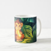 Mug cute baby monkey in the jungle holding a shiny ban (Devant droit)