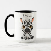 Mug Cute Baby Zebra Cartoon, Personalize Child's Name (Gauche)