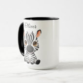 Mug Cute Baby Zebra Cartoon, Personalize Child's Name (Devant gauche)