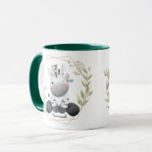 Mug Cute Baby Zebra Flower Wreath Nom personnalisé (Devant gauche)