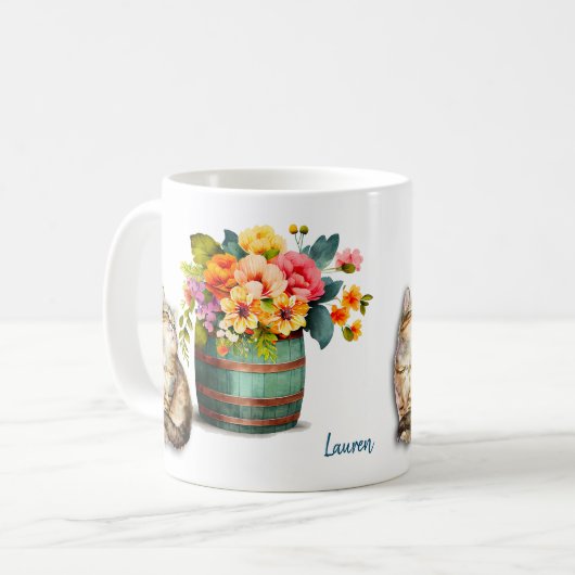 Mug Cute Baril à fleur Tabby Kitten (Devant gauche)