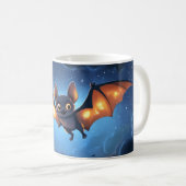 Mug cute bat flying at night under a starry and cloudy (Devant droit)