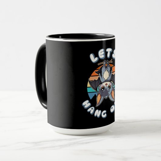 Mug Cute Bat Hanging et Retro Sunset | Allons-y (Devant gauche)