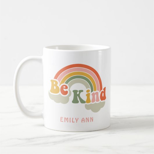 Mug Cute Be Kind Rainbow Nom personnalisé (Gauche)