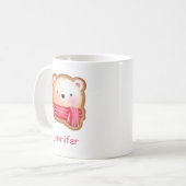 Mug Cute Bear Face Red Scarf et Rosy Cheeks Christmas (Devant gauche)
