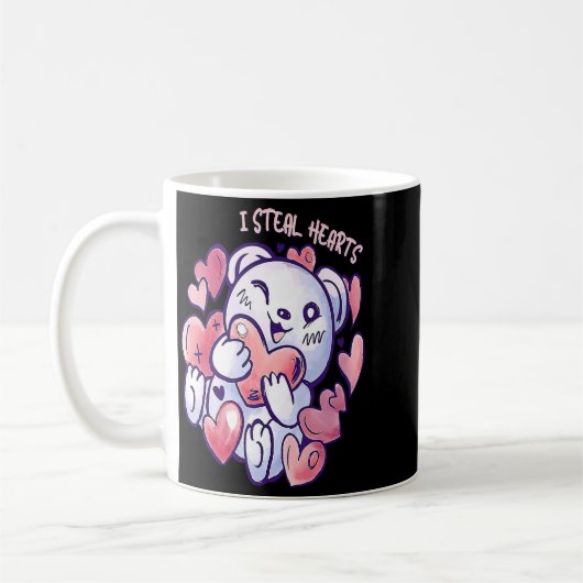 Mug Cute Bear Steal Hearts Valentines Day Or Toddler  (Gauche)