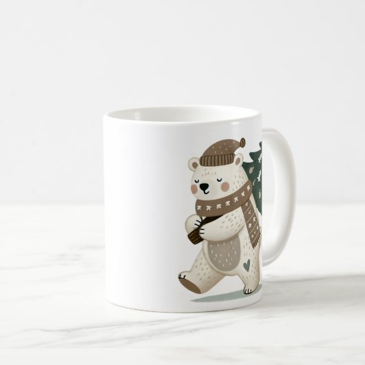 Mug Cute Bear with Christmas Tree Drawing  (Devant droit)