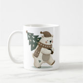 Mug Cute Bear with Christmas Tree Drawing  (Gauche)