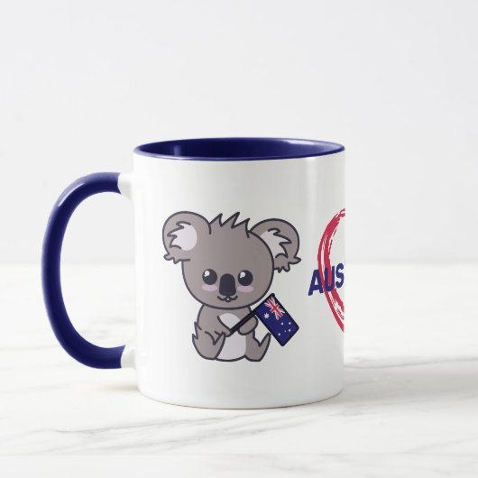 Mug Cute bébé koala tenant drapeau australien & coeur  (Gauche)