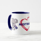 Mug Cute bébé koala tenant drapeau australien & coeur  (Devant gauche)