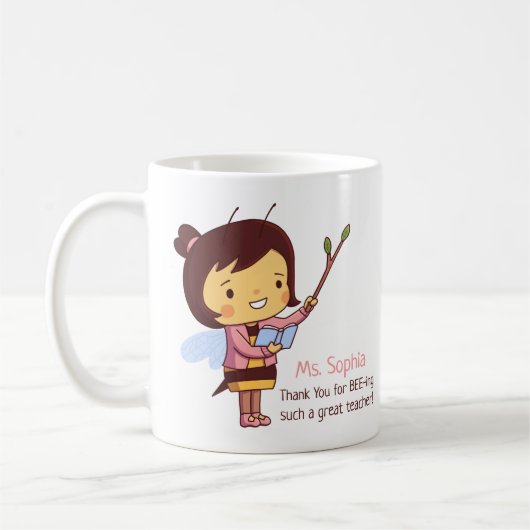 Mug Cute Bee Enseignant Merci personnalisé (Gauche)