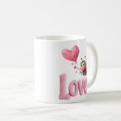Mug Cute Bee Fluffy Pink Love Heart Balloon Design (Devant droit)