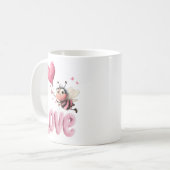 Mug Cute Bee Fluffy Pink Love Heart Balloon Design (Devant gauche)