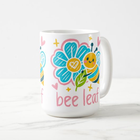 Mug Cute Bee Leaf  Inspirational for Yoga practitioner (Devant droit)