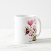 Mug Cute Bee Love Heart & Floral  (Devant droit)