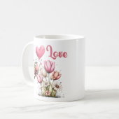 Mug Cute Bee Love Heart & Floral  (Devant gauche)