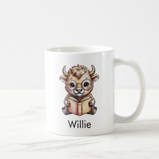 Mug Cute Bison Reading a Book Custom (Droite)