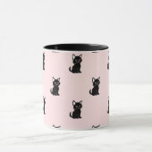 Mug Cute Black Cat Pattern on Pastel Pink (Centre)