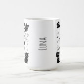 Mug Cute Black Cats Doodles Pattern Kawaii Meow (Centre)