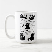 Mug Cute Black Cats Doodles Pattern Kawaii Meow (Gauche)