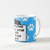 Mug Cute Black Chat Cheveux Bleu clair Arrière - plan (Devant droit)