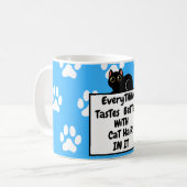 Mug Cute Black Chat Cheveux Bleu clair Arrière - plan (Devant gauche)