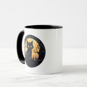 Mug Cute Black Chat Pleine lune Halloween moderne (Devant gauche)