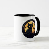 Mug Cute Black Chat Pleine lune Halloween moderne (Devant droit)