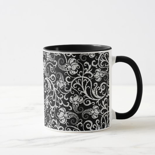 Mug Cute black dalmatian flowers background design (Droite)
