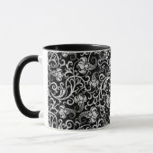 Mug Cute black dalmatian flowers background design (Gauche)