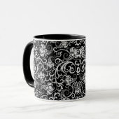 Mug Cute black dalmatian flowers background design (Devant gauche)