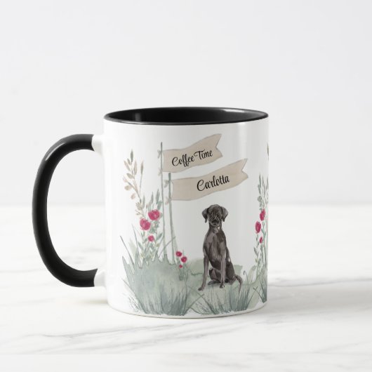 Mug Cute Black Labrador Aquarelle Café Time (Gauche)