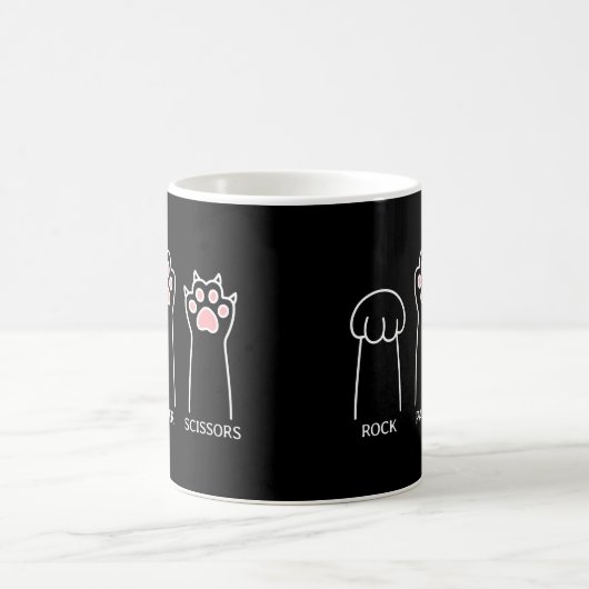 Mug Cute Black Rose Funny Chat Papier Rock Ciseaux mèm (Centre)