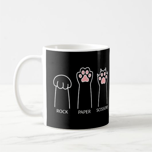 Mug Cute Black Rose Funny Chat Papier Rock Ciseaux mèm (Gauche)