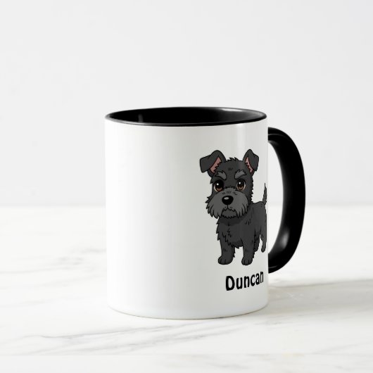 Mug Cute Black Scottish Terrier Dog Custom Name (Devant droit)
