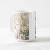 Mug Cute Blanc Bunny Pastel Jaune Floral (Devant gauche)