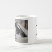 Mug Cute Blanc Noir Chat Photo Nom Monogramme (Centre)