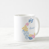 Mug Cute bleu et rose Fleur Wreath Personnalisé (Devant droit)