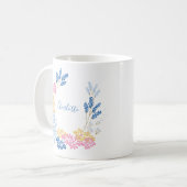 Mug Cute bleu et rose Fleur Wreath Personnalisé (Devant gauche)