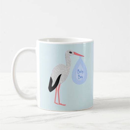 Mug Cute Blue Baby Boy Stork (Gauche)