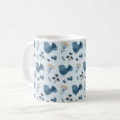 Mug Cute Blue Bird and Berries illustrated Pattern (Devant gauche)