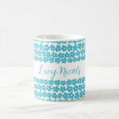 Mug Cute Blue Minimalist Daisy Motif Floral Nom (Centre)