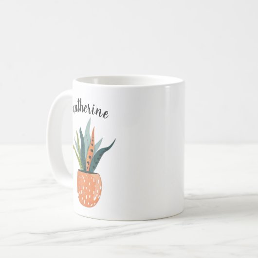 Mug Cute Boho Plante Posé Personnalisé (Devant gauche)
