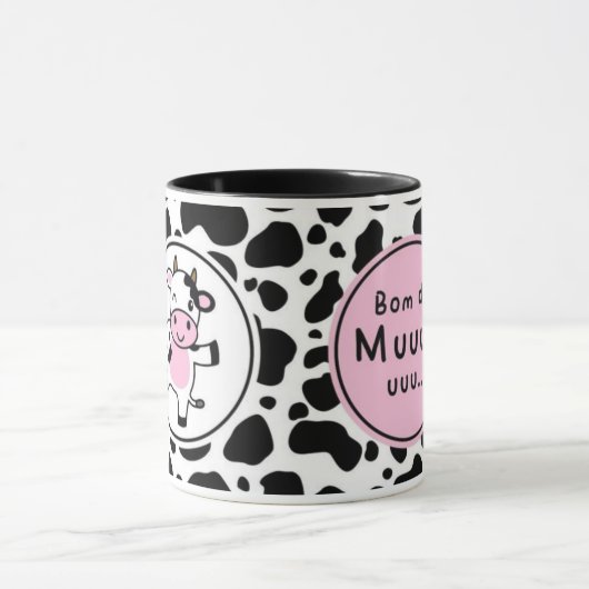 Mug Cute “Bom Dia Muuuuu” Kawaii Cow Design (Centre)