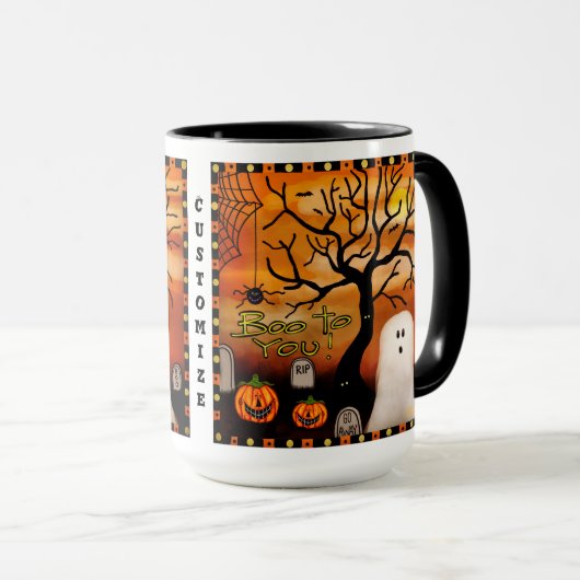 Mug Cute Boo Ghost Graveyard Spider personnalisable (Devant droit)